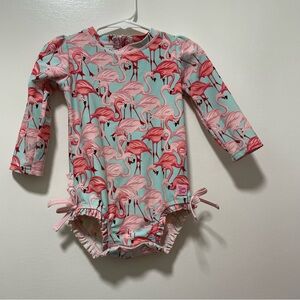 Ruffle Butts flamingo rashguard  Swimsuit